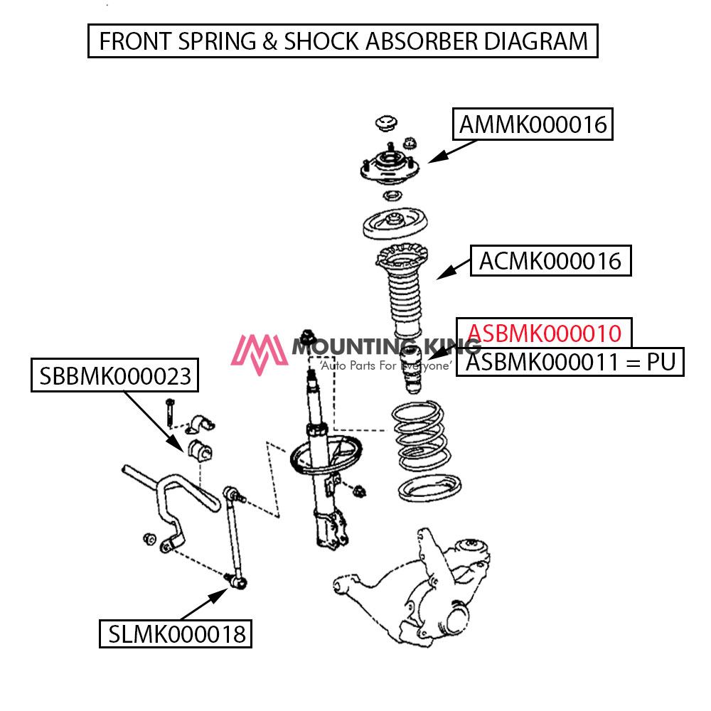 TOYOTA WISH (2003 - 2008) Front Absorber Shaft Bush