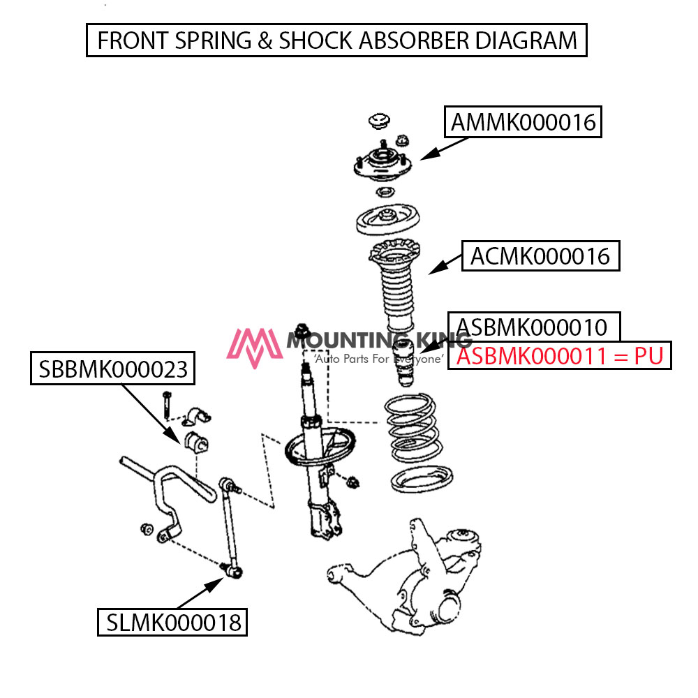 TOYOTA WISH (2003 - 2008) Front Absorber Shaft Bush PU Silicone